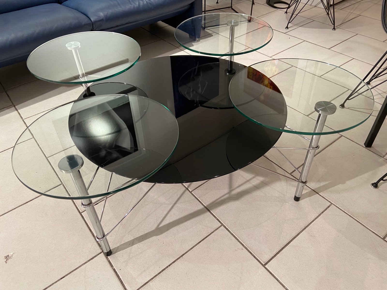 Vintage Glass Coffee Table By Michel Boyer For Roche Bobois