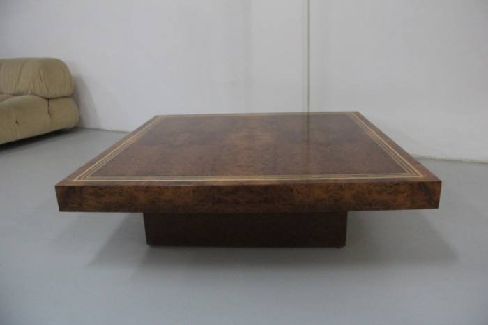 Low Coffee Table In Burl Wood 1970