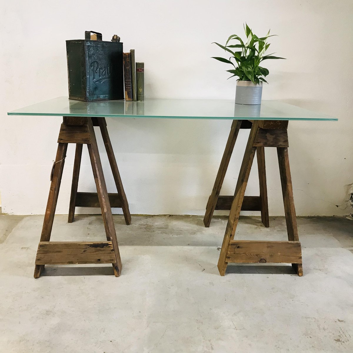 Glass Office Desk for sale at Pamono