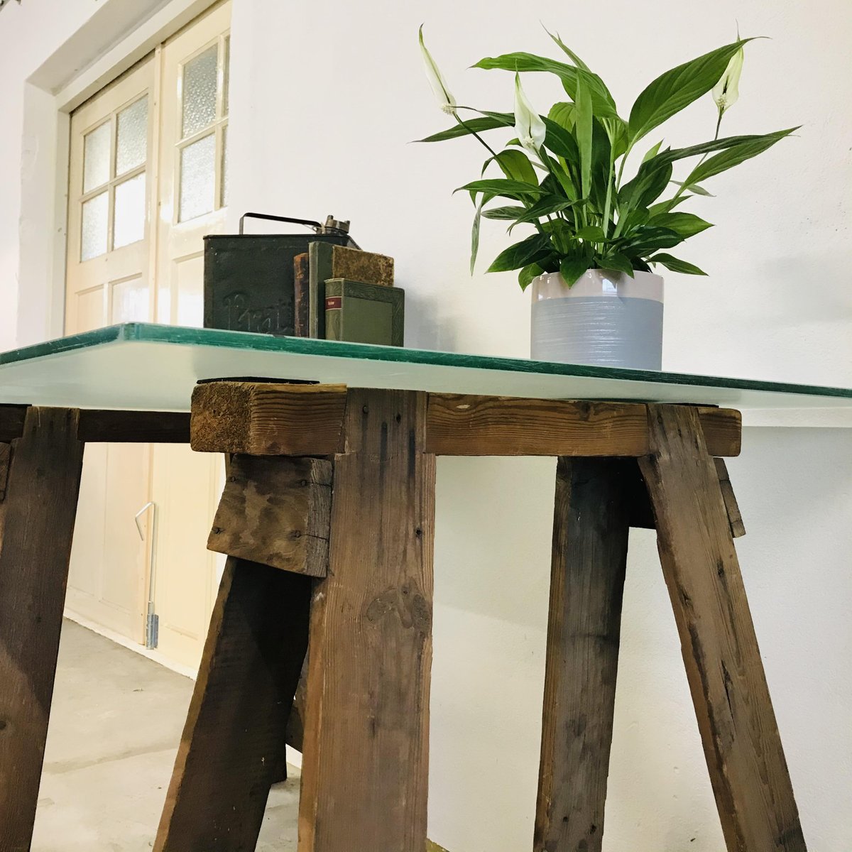 Glass Office Desk for sale at Pamono