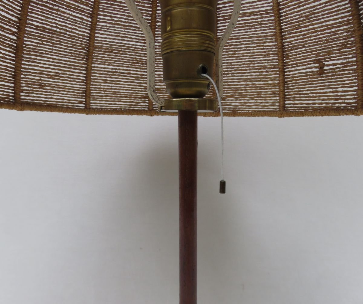 Austrian Brass, Wood & Cord Table Lamp with Crow's Foot, 1950s for sale