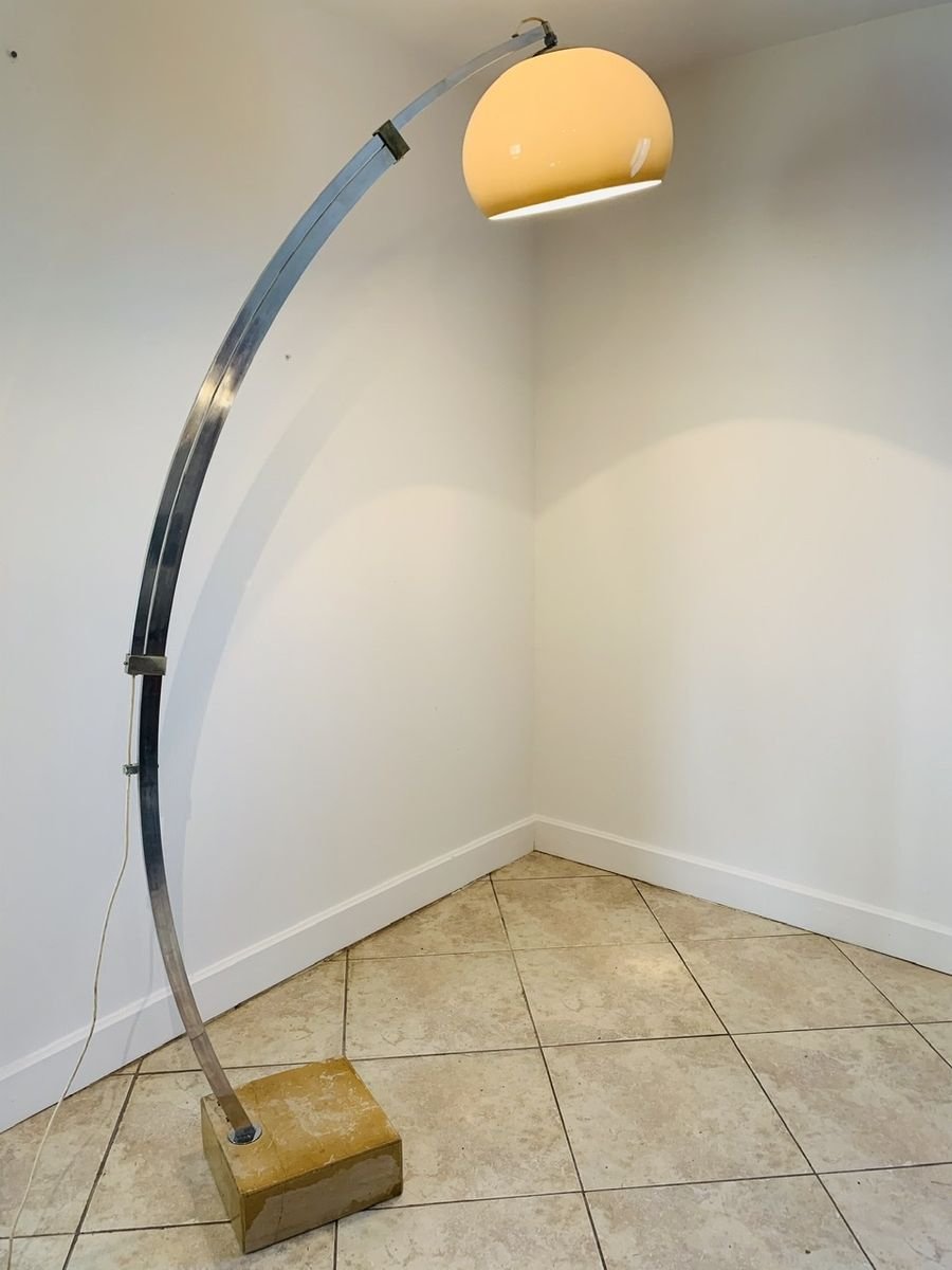 Vintage Italian Curved Marble Chrome Arc Floor Lamp From Guzzini For Sale At Pamono