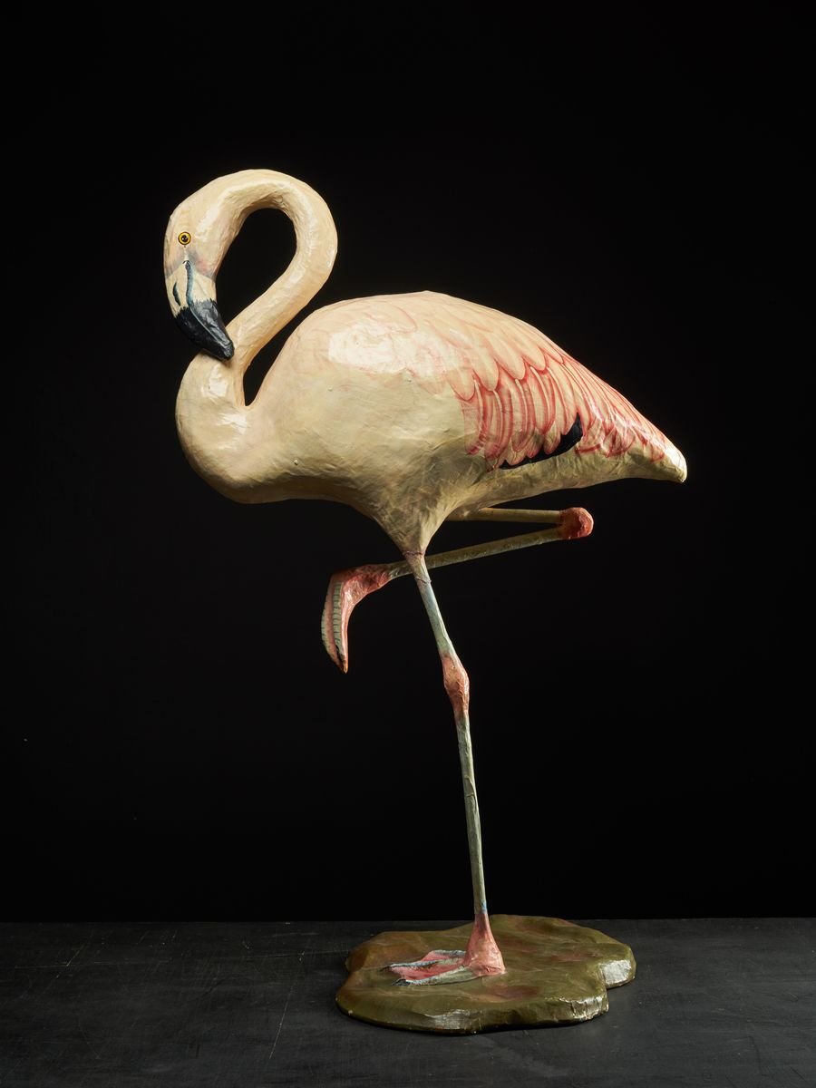 Handmade Papier Maché Flamingo for sale at Pamono