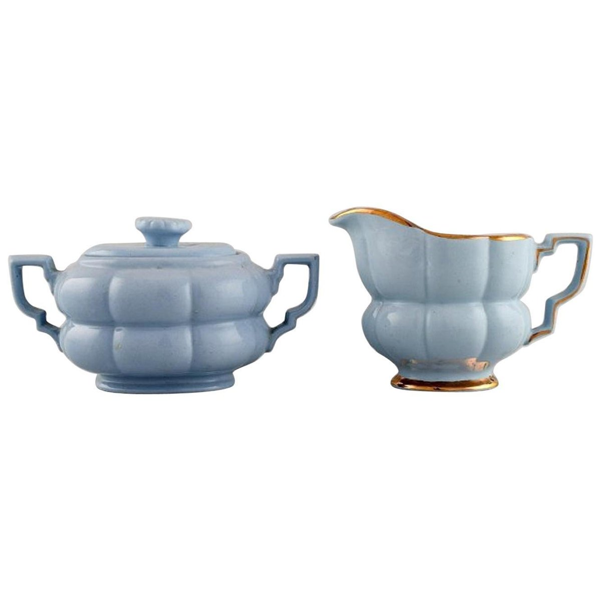 Art Deco Gefle Sugar Bowl and Creamer by Arthur Percy for UpsalaEkeby