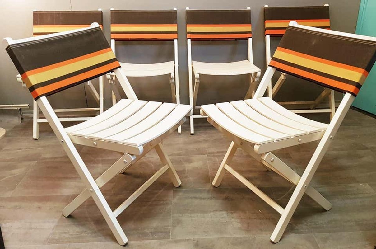 Französische MidCentury Klappstühle, 6er Set bei Pamono kaufen