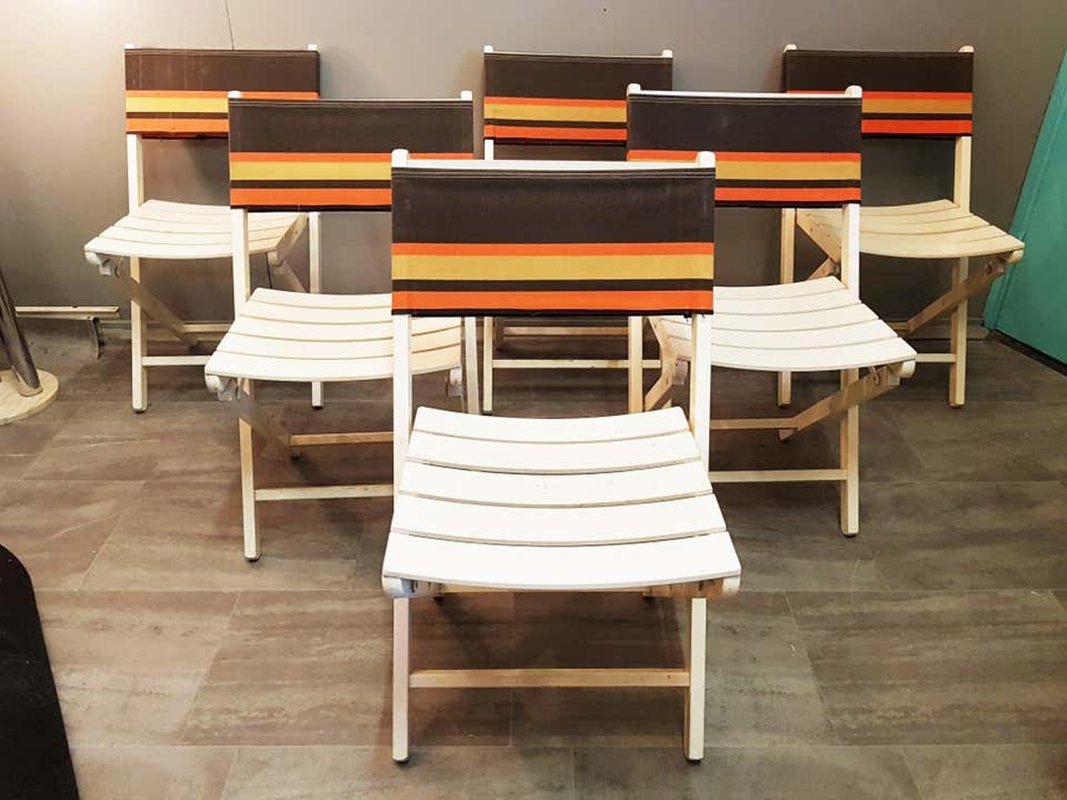 Französische MidCentury Klappstühle, 6er Set bei Pamono kaufen