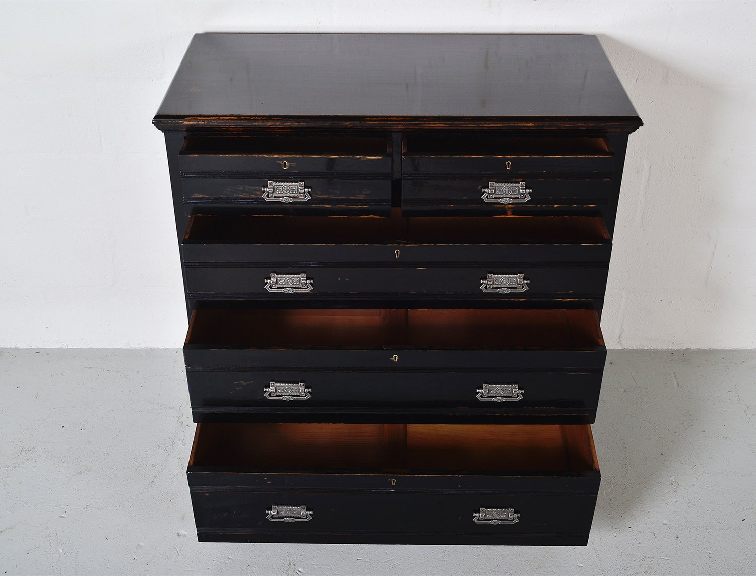 Antique american eastlake victorian 36 drawer industrial tool machinist tall work chest. antique eastlake black ebonised oak pitch pine chest of drawers 19th century