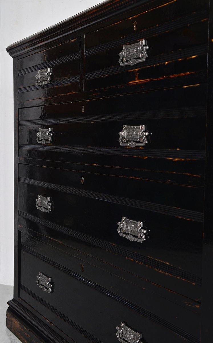 Single bed, tv table and shelving icons. https www pamono eu antique eastlake black ebonised oak pitch pine chest of drawers 19th century
