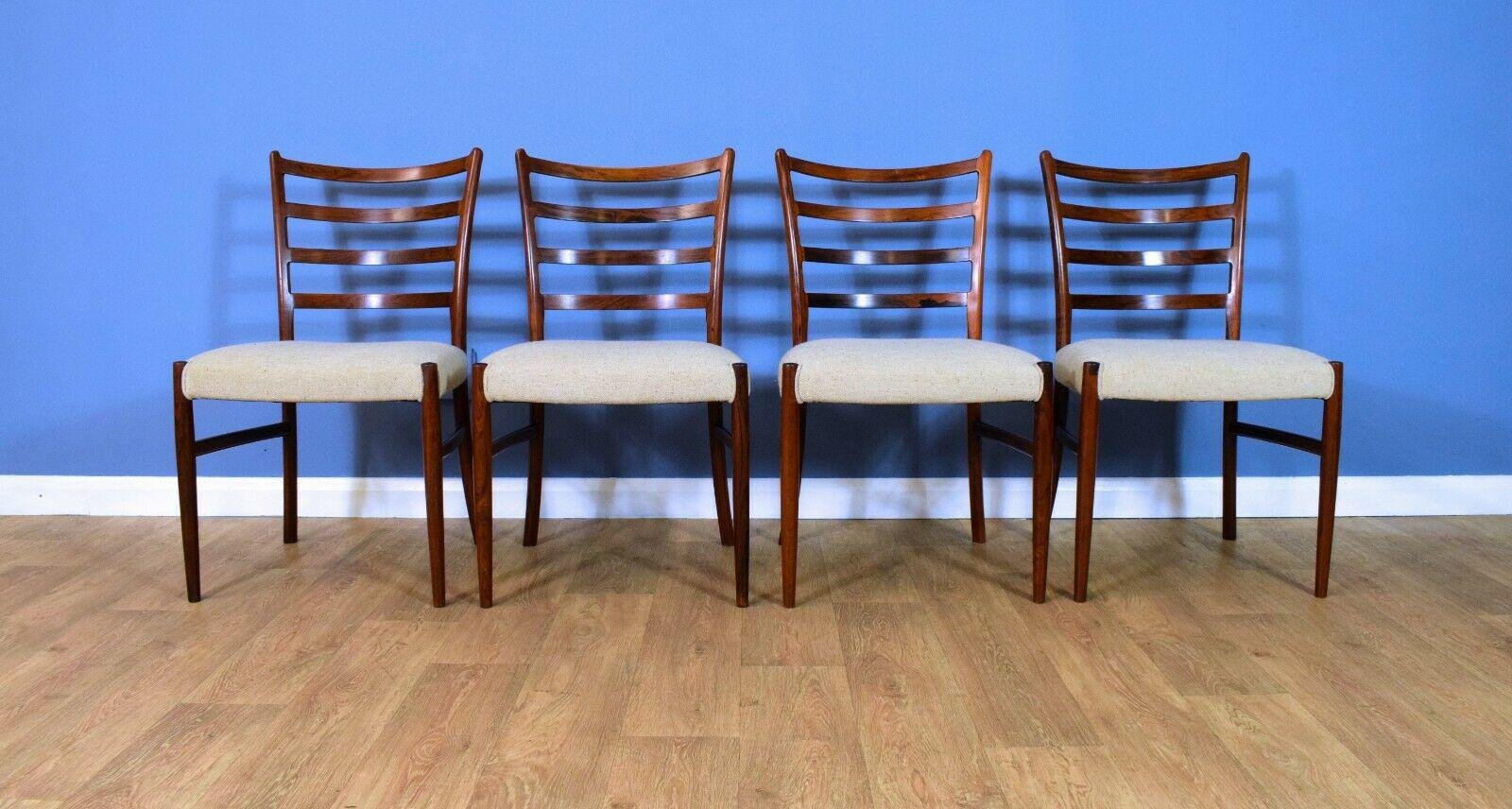 Dänische Mid-Century Esszimmerstühle aus Palisander & Wolle von