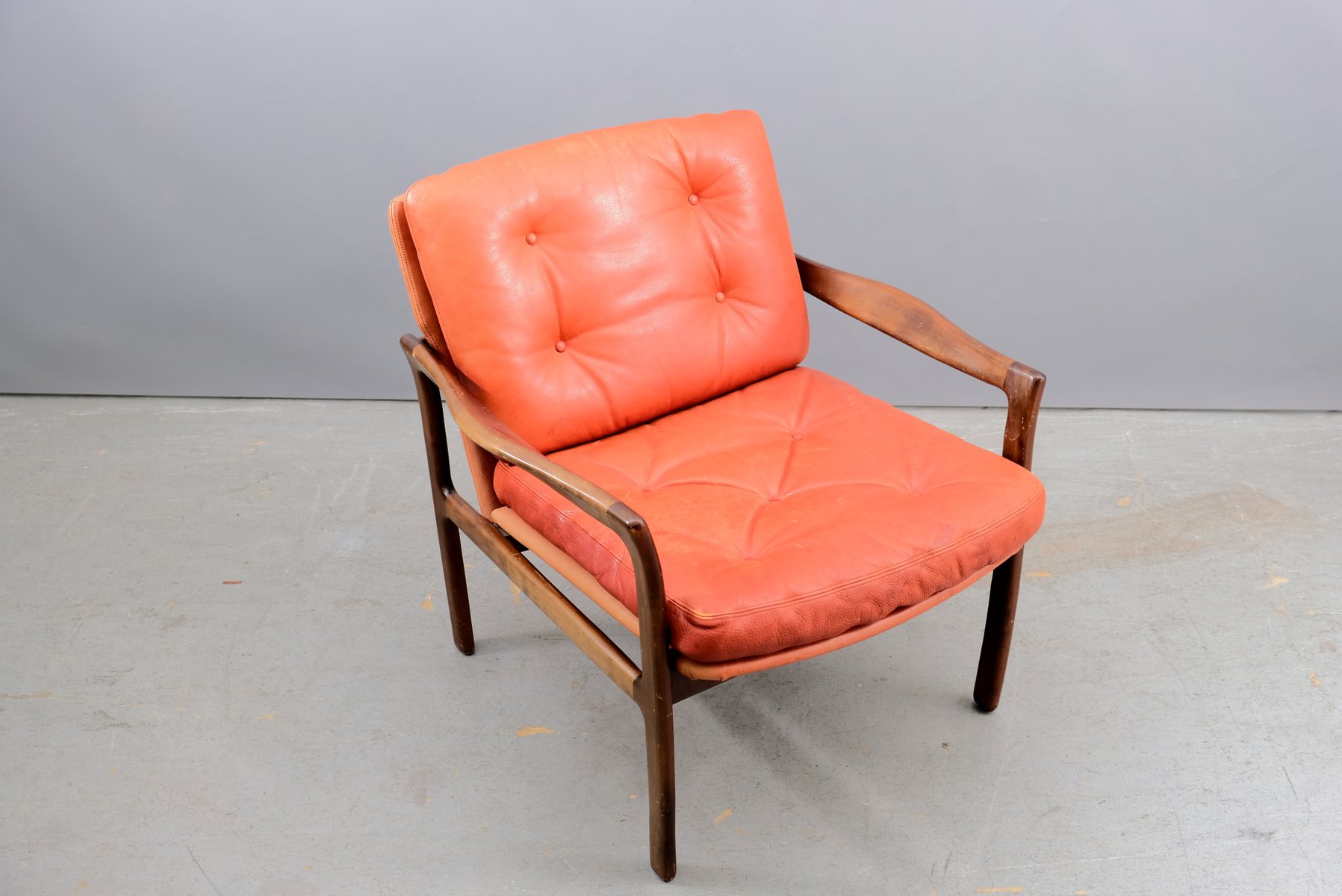 Red Leather Lounge Chair from Walter Knoll / Wilhelm Knoll, 1960s for