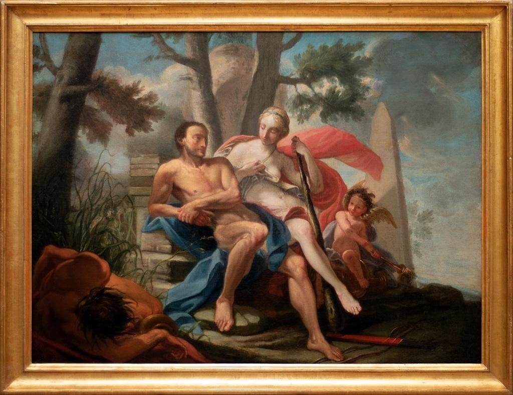 Hercules and Omphale Oil Painting On Canvas 18thCentury for sale