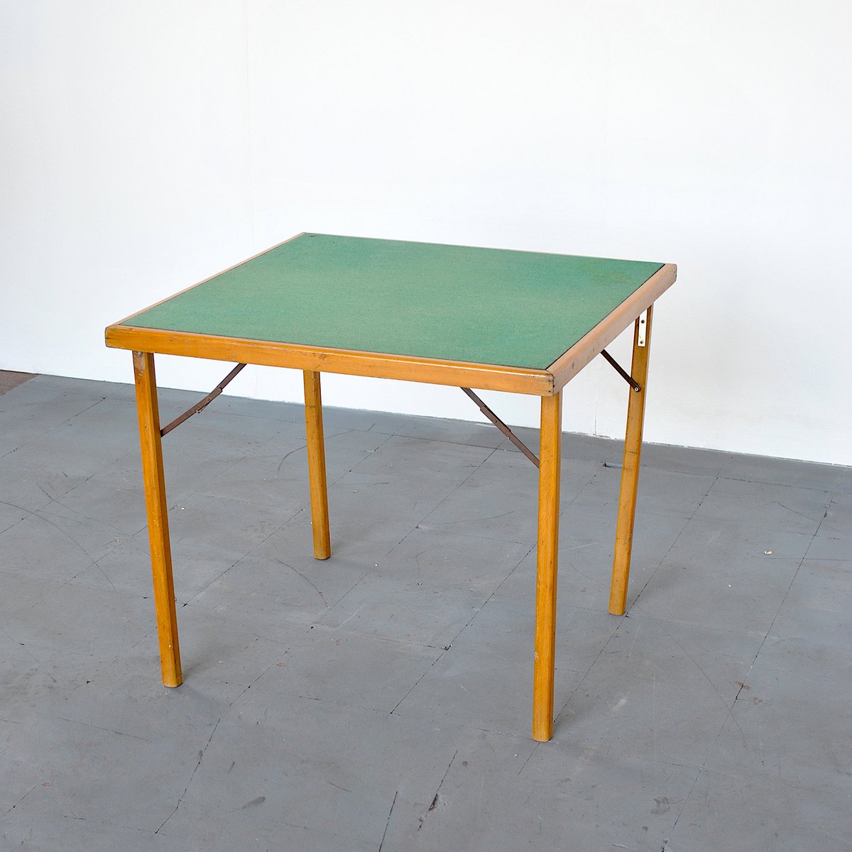 Italian Wood & Fabric Game Table, 1960s for sale at Pamono
