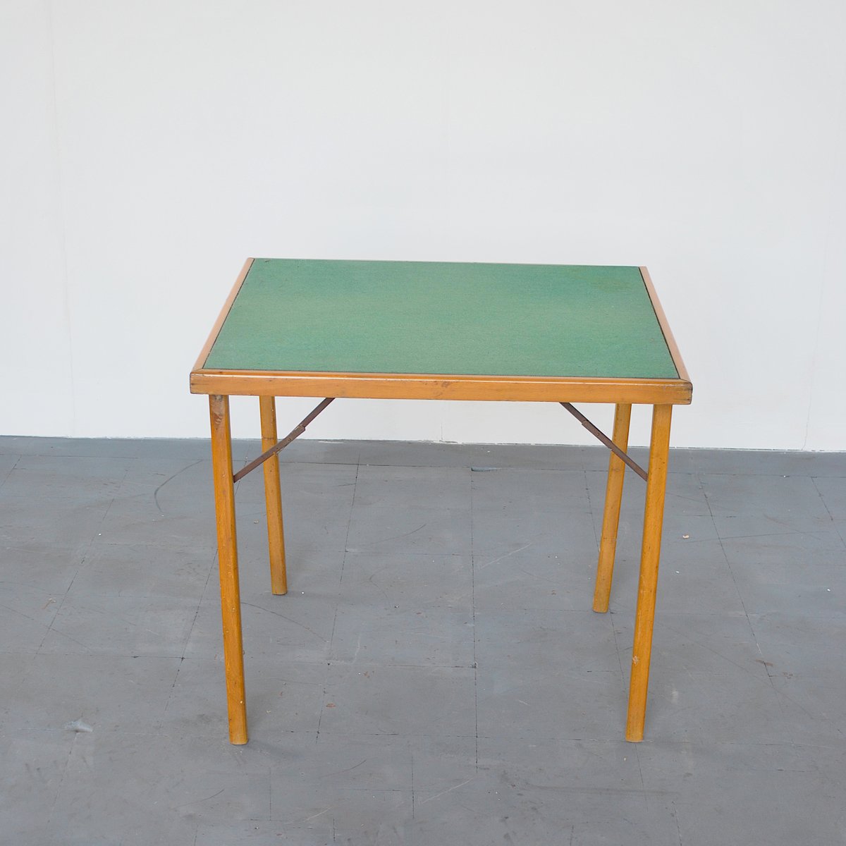 Italian Wood & Fabric Game Table, 1960s for sale at Pamono