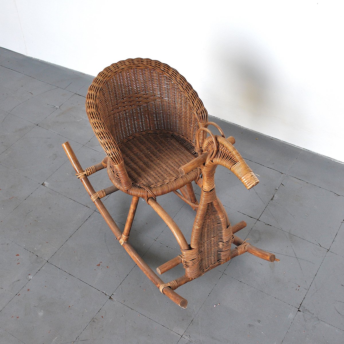 Children's Rattan Rocking Chair / Horse, 1950s for sale at Pamono