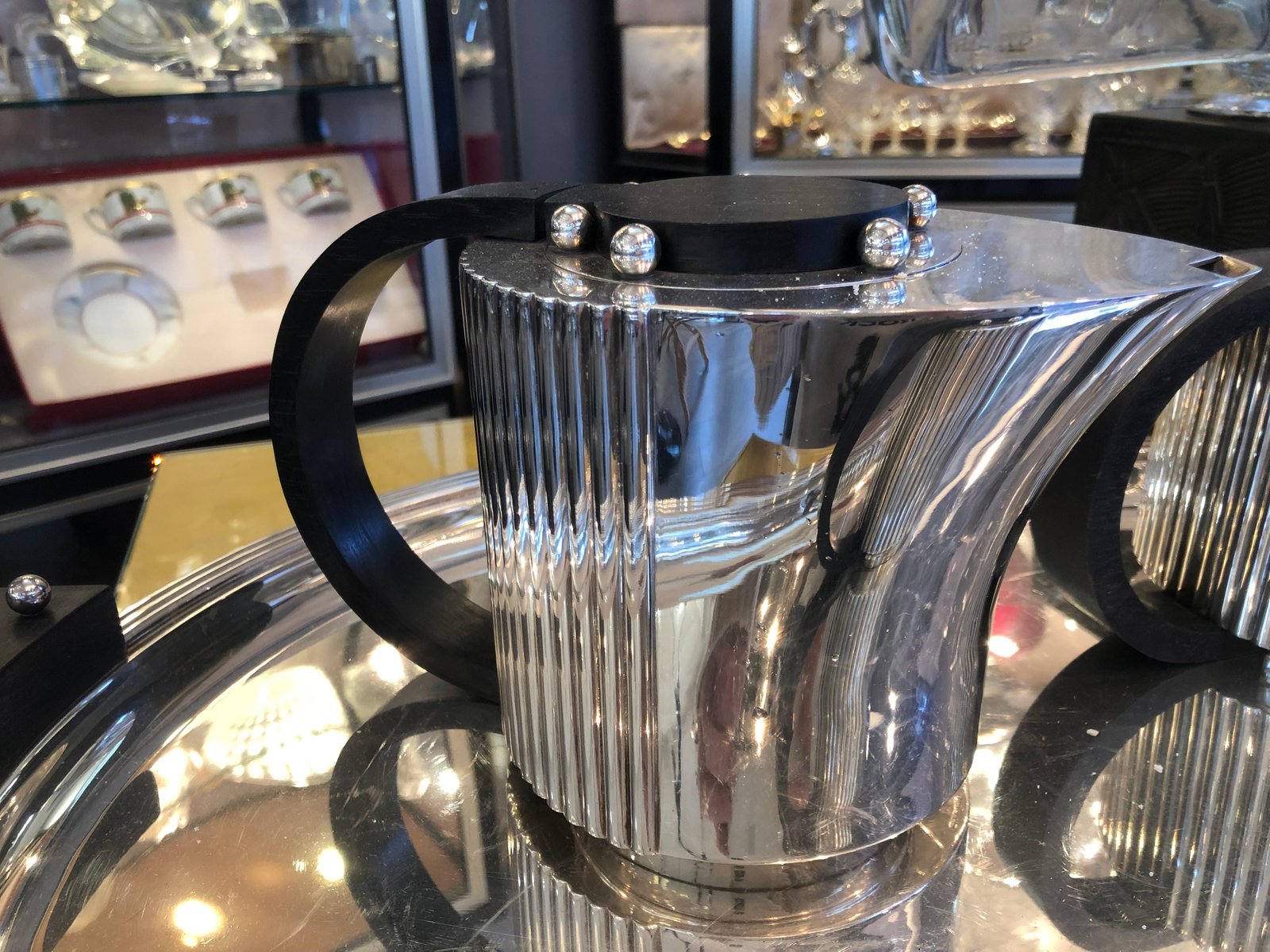 Silver Plated Tea Set by Jean Elysée Puiforcat, Set of 5 for sale