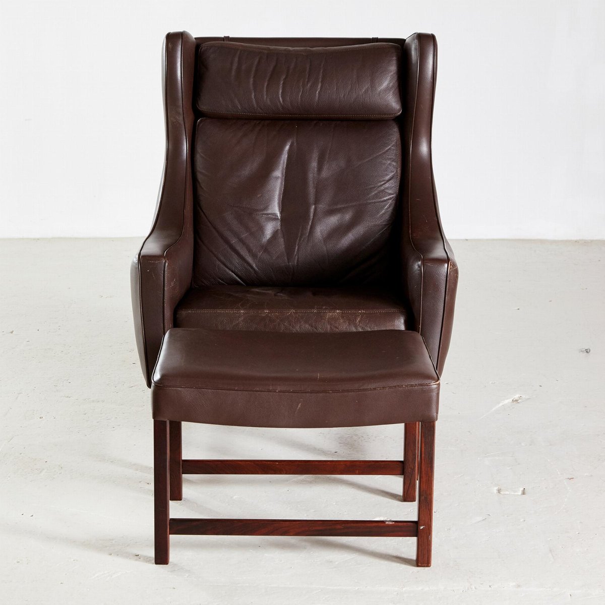 965H Leather Reading Armchair with Ottoman by Fredrik Kayser, Set of 2