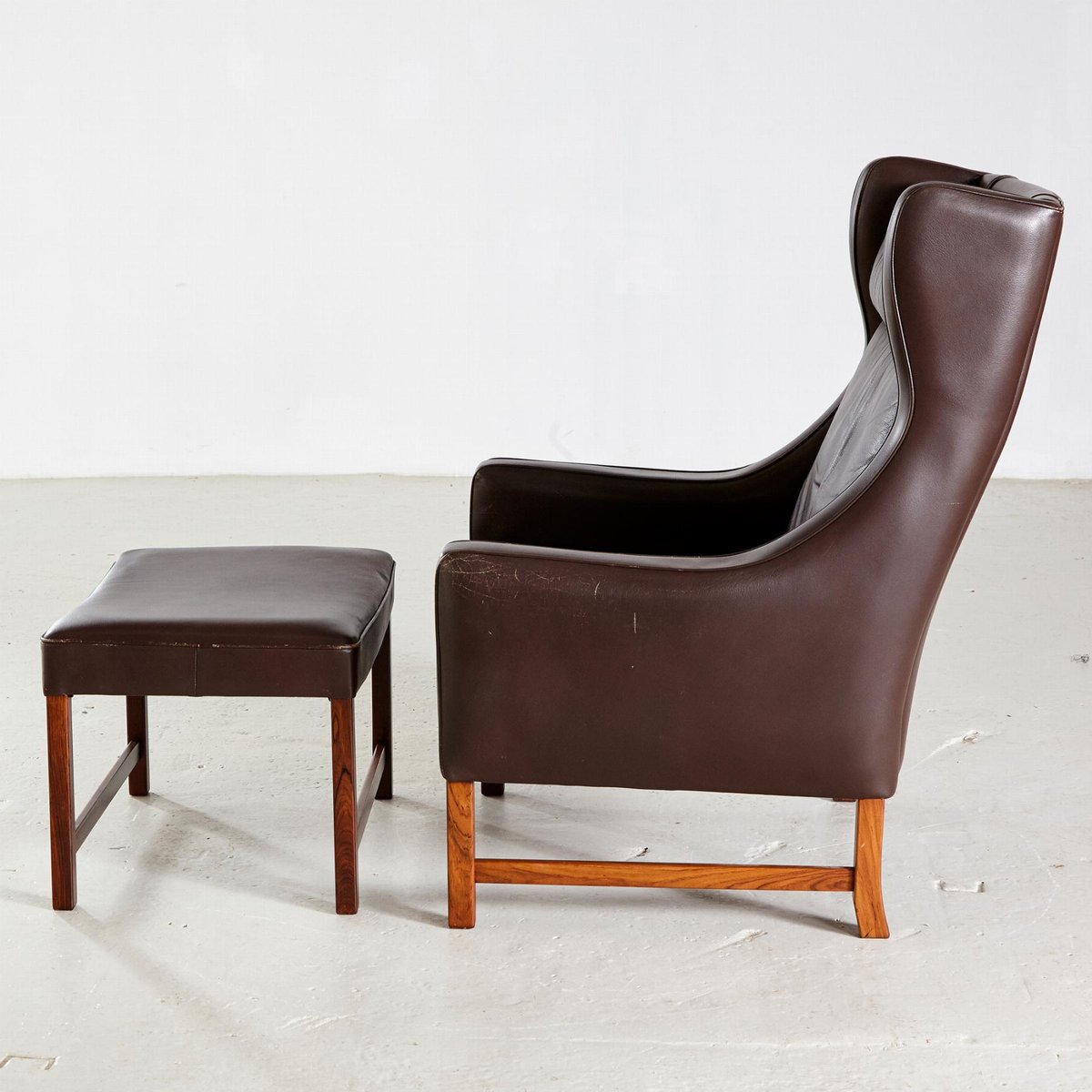 965H Leather Reading Armchair with Ottoman by Fredrik Kayser, Set of 2