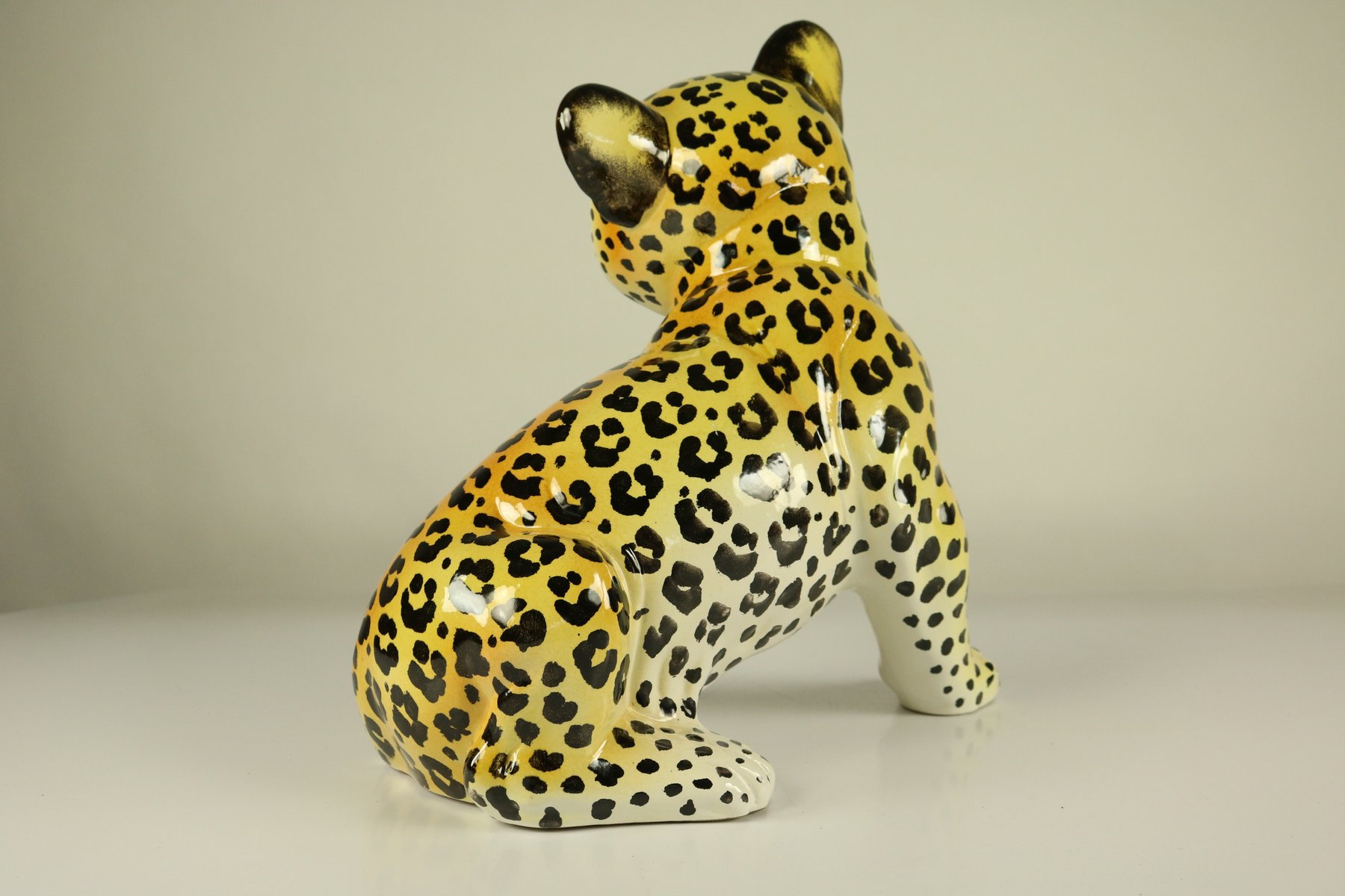 Ceramic Leopard / Cheetah Baby Hand Painted Figurine, Italy, 1960s for sale at Pamono