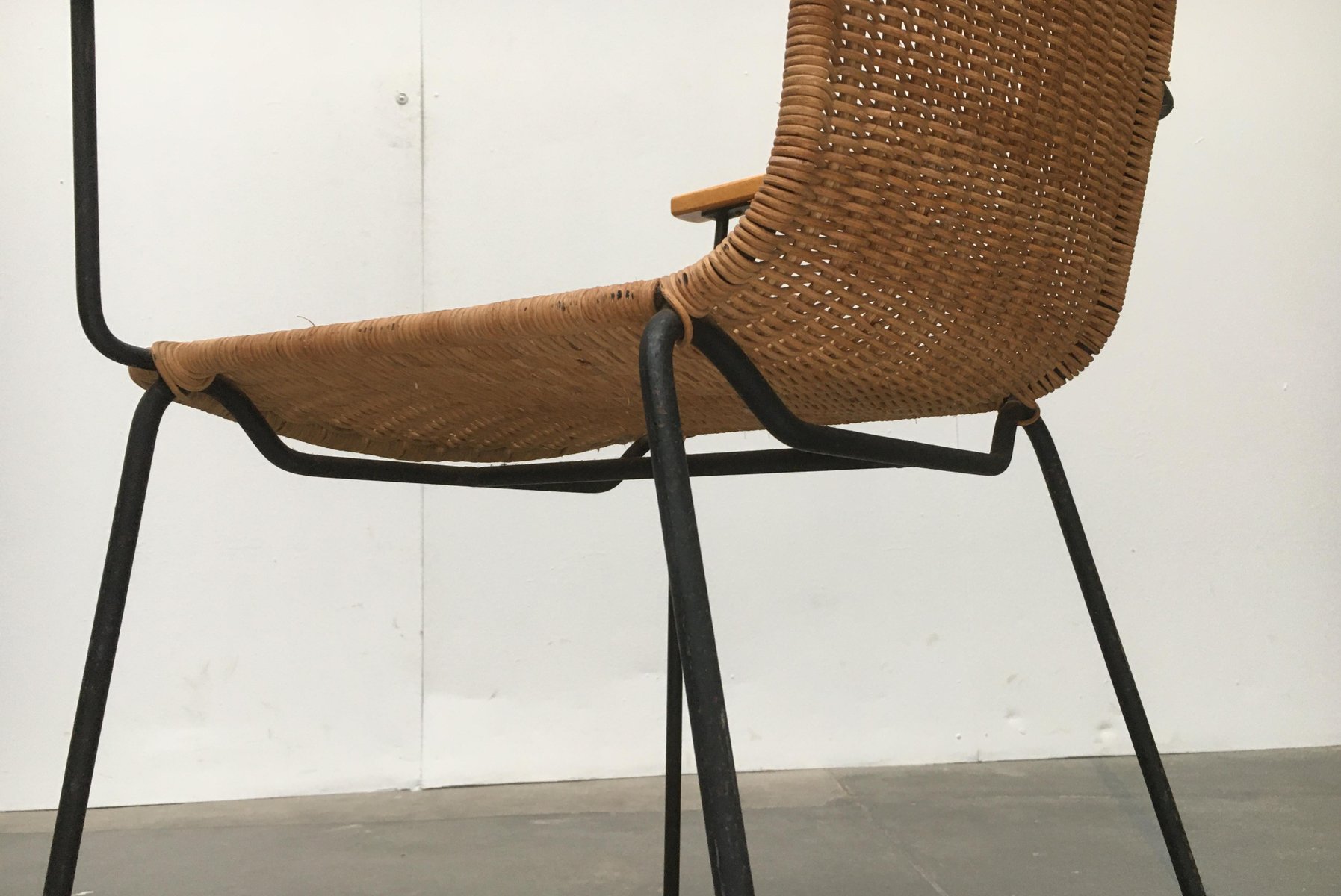 Mid-Century Modern Metal & Rattan Dining Chairs, Set of 3 for sale at ...