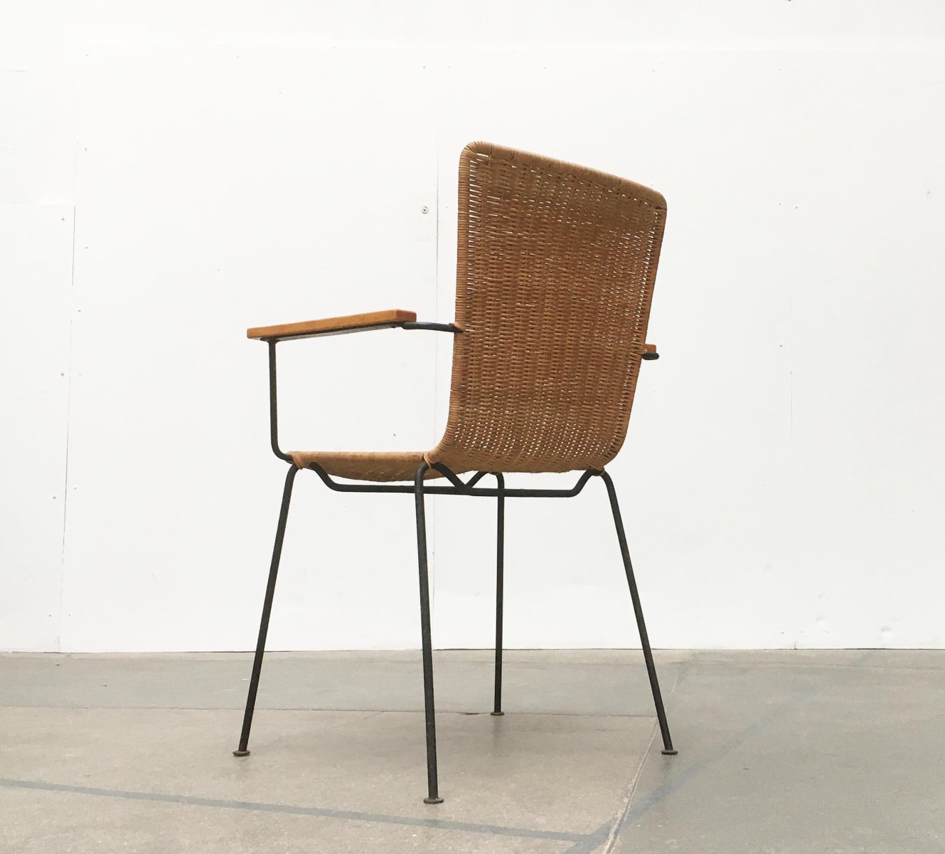 Mid-Century Modern Metal & Rattan Dining Chairs, Set of 3 for sale at ...