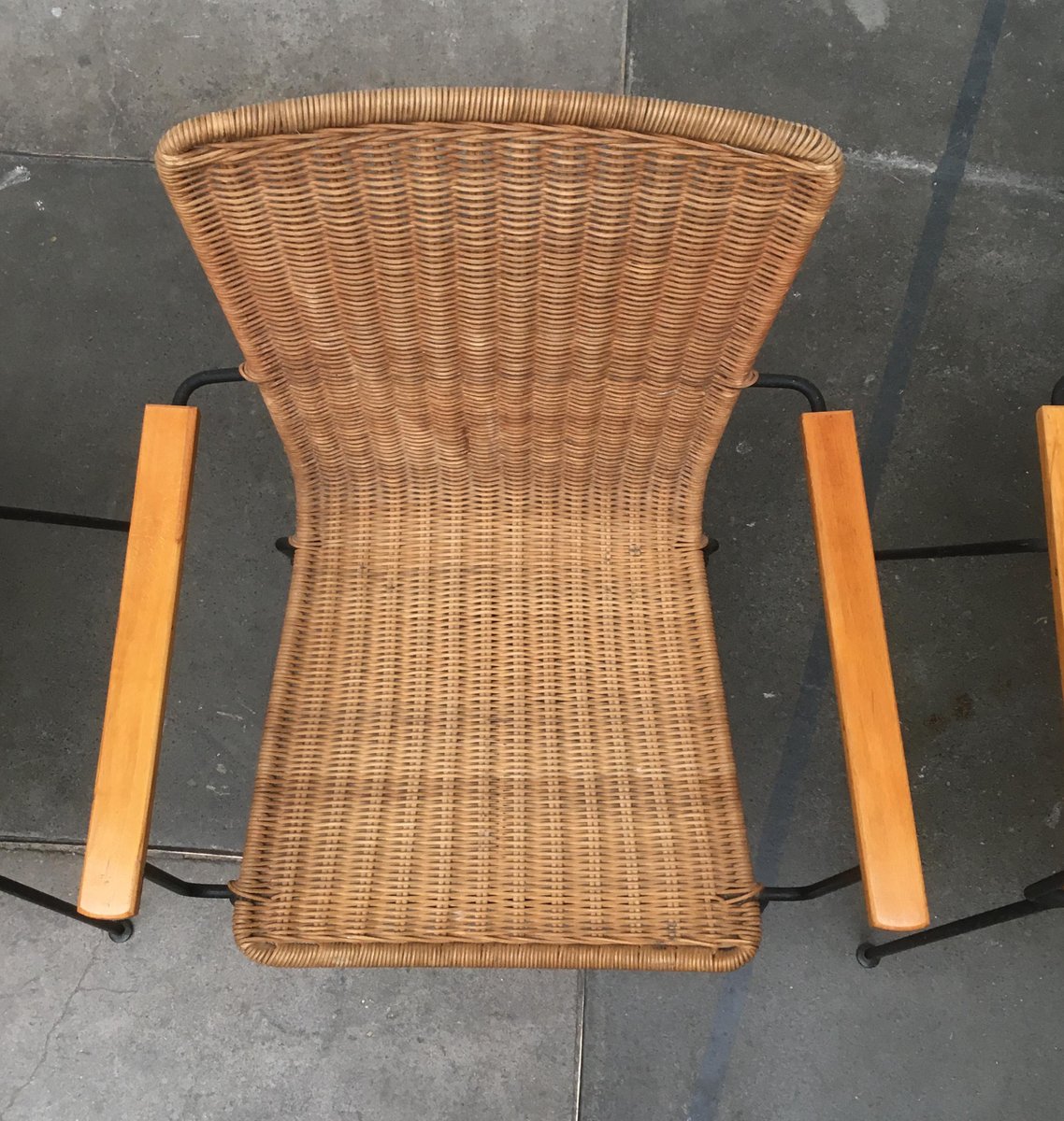 Mid-Century Modern Metal & Rattan Dining Chairs, Set of 3 for sale at ...