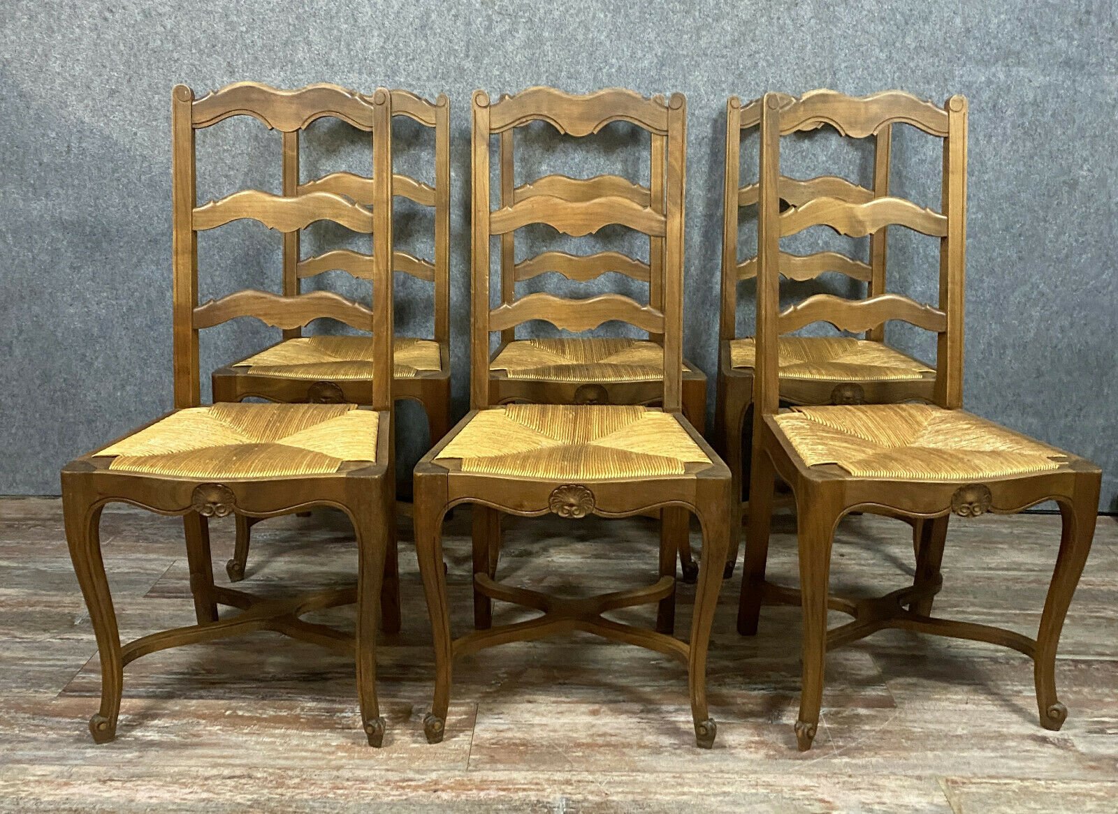 Antique Neo Rustic Natural Wood Dining Chairs Early 1900s Set Of 6 For Sale At Pamono