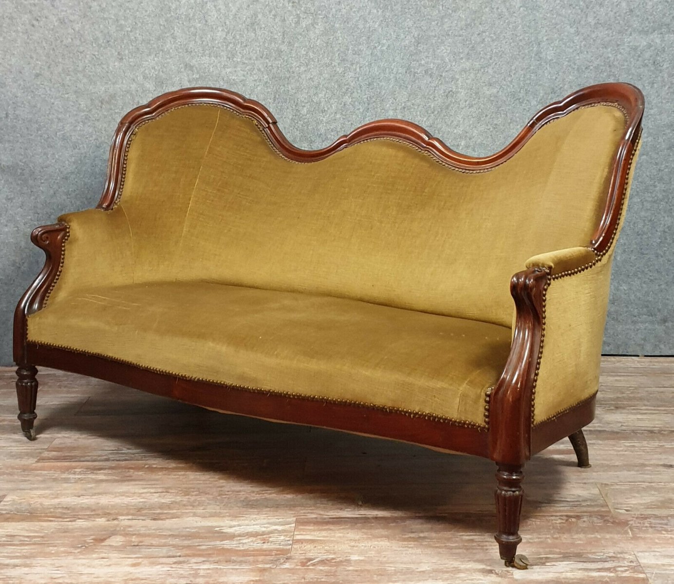 napoleon iii mahogany genoa velvet bench circa 1850 for sale at pamono
