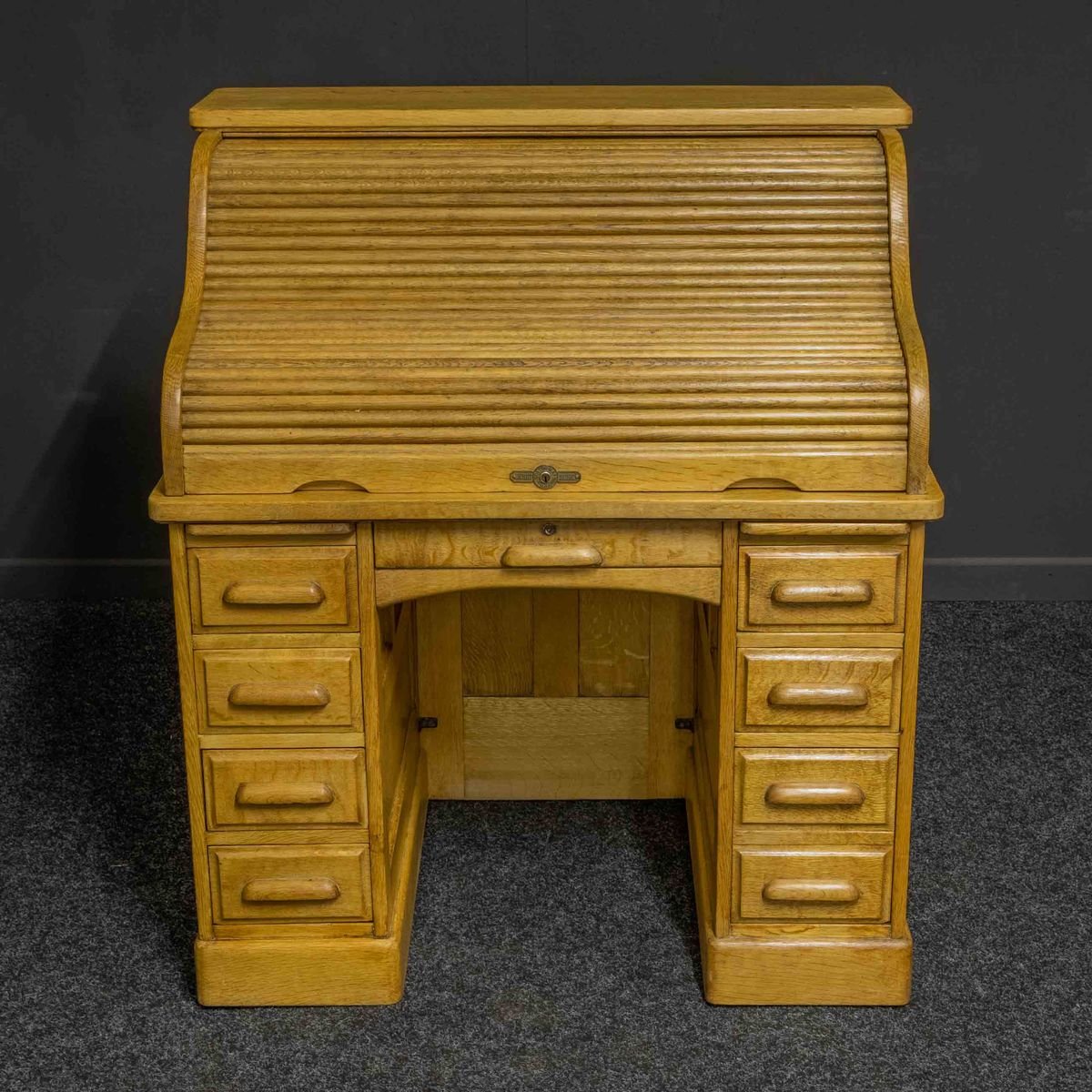 Small Antique Oak Roll Top Desk for sale at Pamono