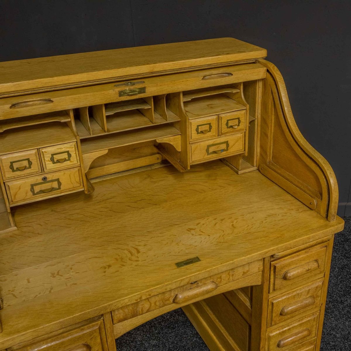 Small Antique Oak Roll Top Desk for sale at Pamono