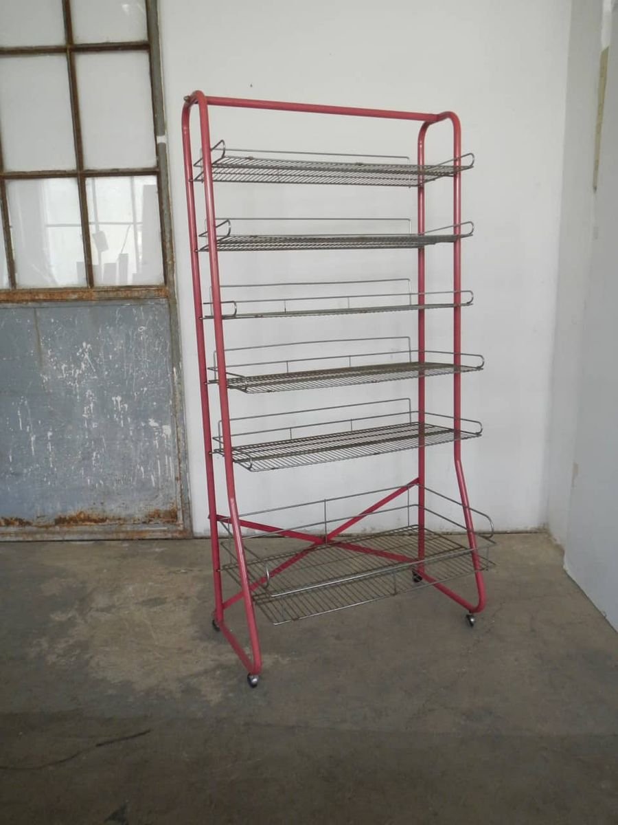 Italian Haberdashery Display Shelf on Wheels, 1950s for sale at Pamono