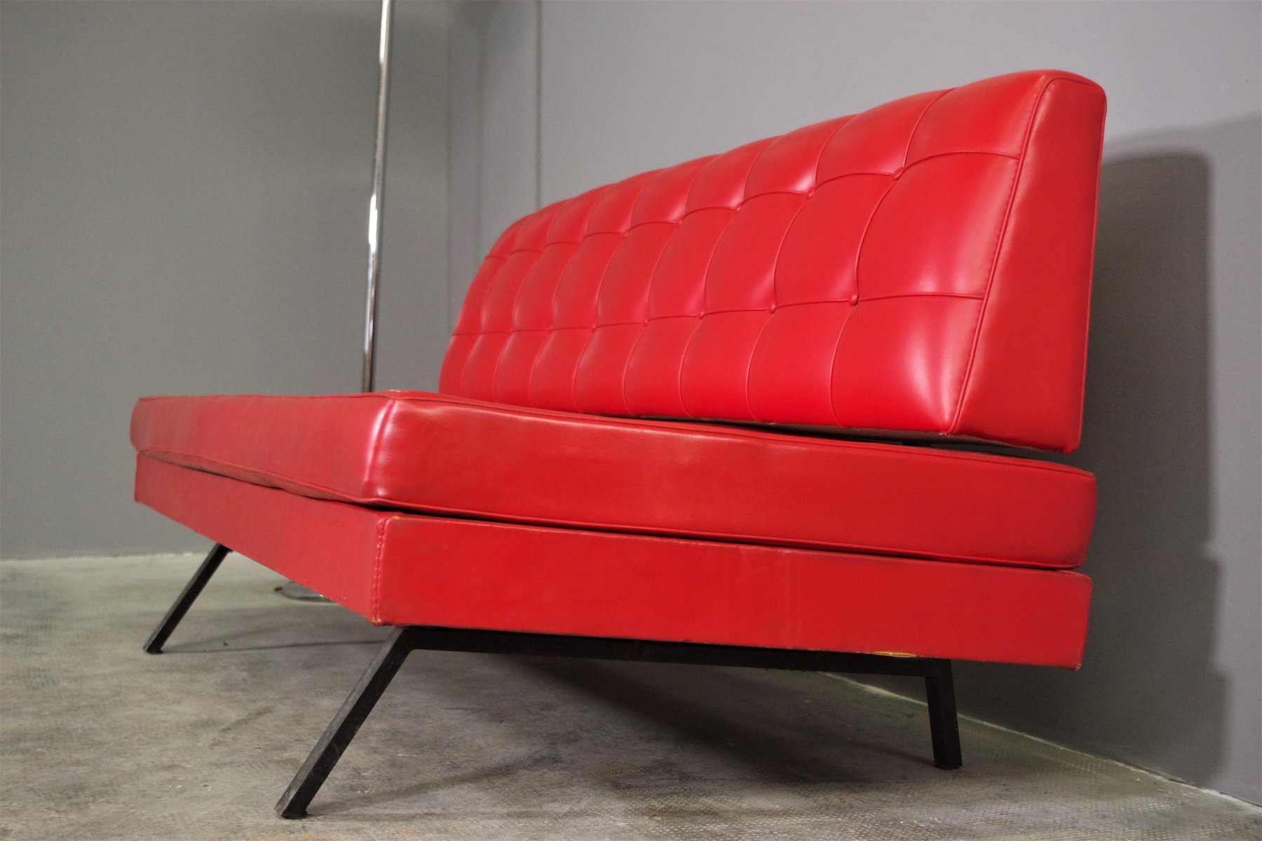 Red Faux Leather Sofa, 1970s for sale at Pamono