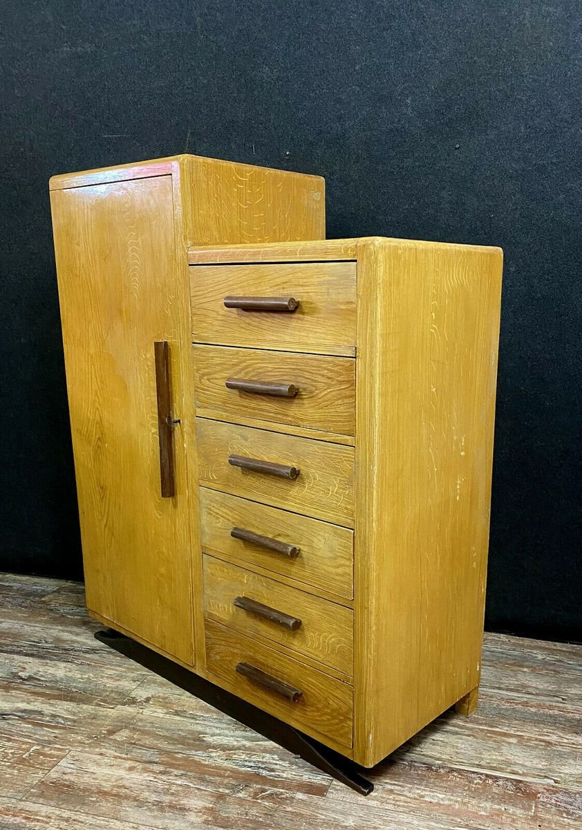 Rene Gabriel Style Post Art Deco Asian Oak Cabinet 1940s For Sale At Pamono