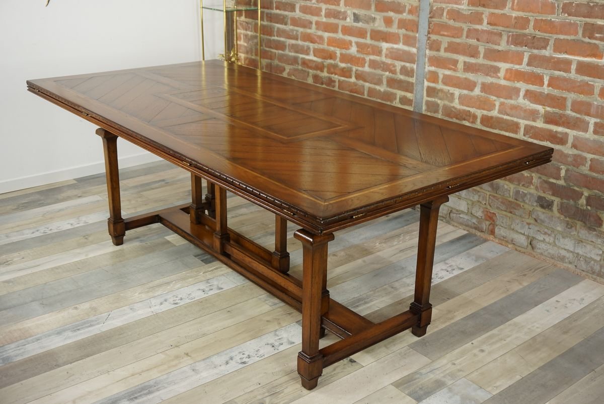 Vintage Inlaid Wood Dining Table for sale at Pamono