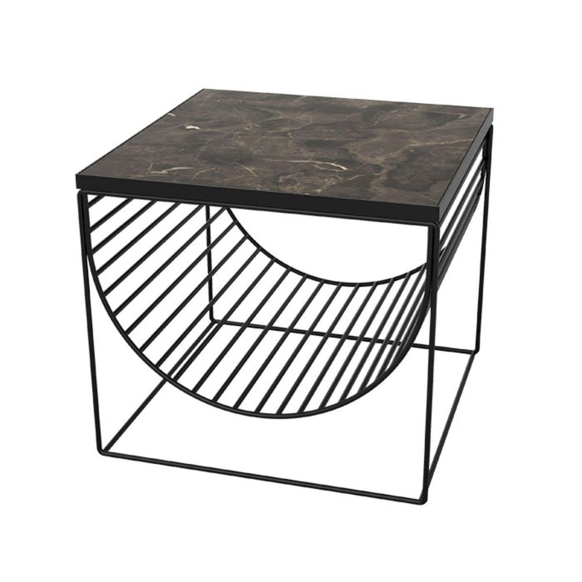 Brown Marble and Gold Steel Side Table for sale at Pamono