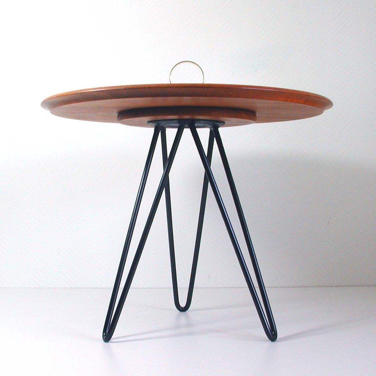 MidCentury Teak, Brass & Cast Iron Tripod Side Table from Digsmed