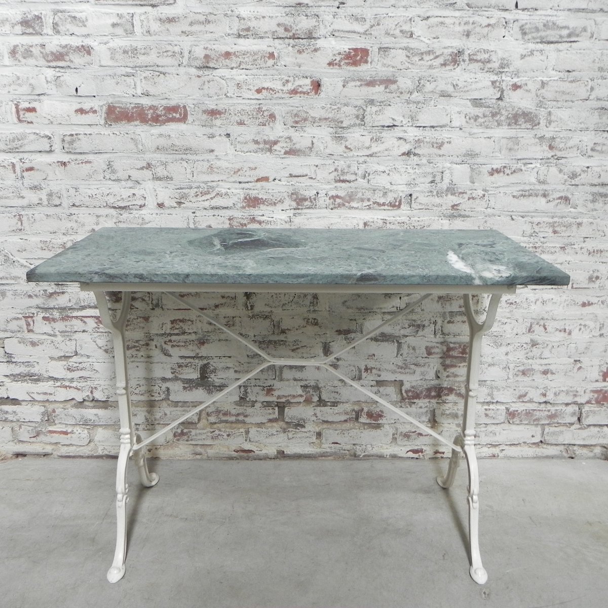 Grüner Marmor & Gusseisen Gartentisch bei Pamono kaufen