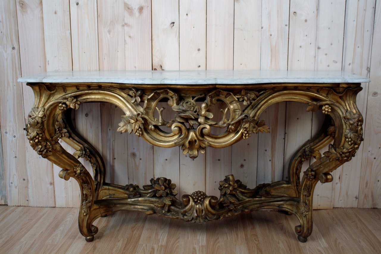 Großer Konsolenschrank aus Vergoldetem Holz, 1800er bei Pamono kaufen
