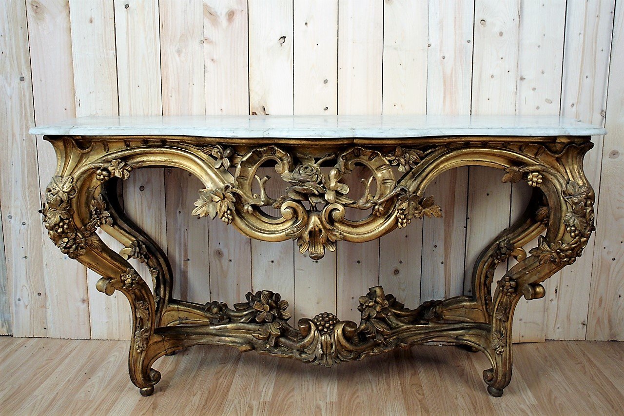 Großer Konsolenschrank aus Vergoldetem Holz, 1800er bei Pamono kaufen