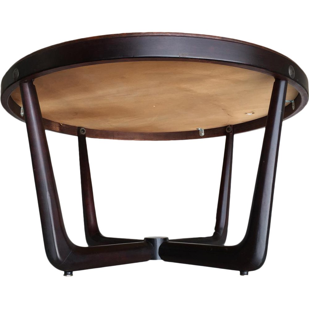 Vintage Stamped Copper and Wood Egyptian Themed Coffee Table by Vad Trevare, 1970s for sale at