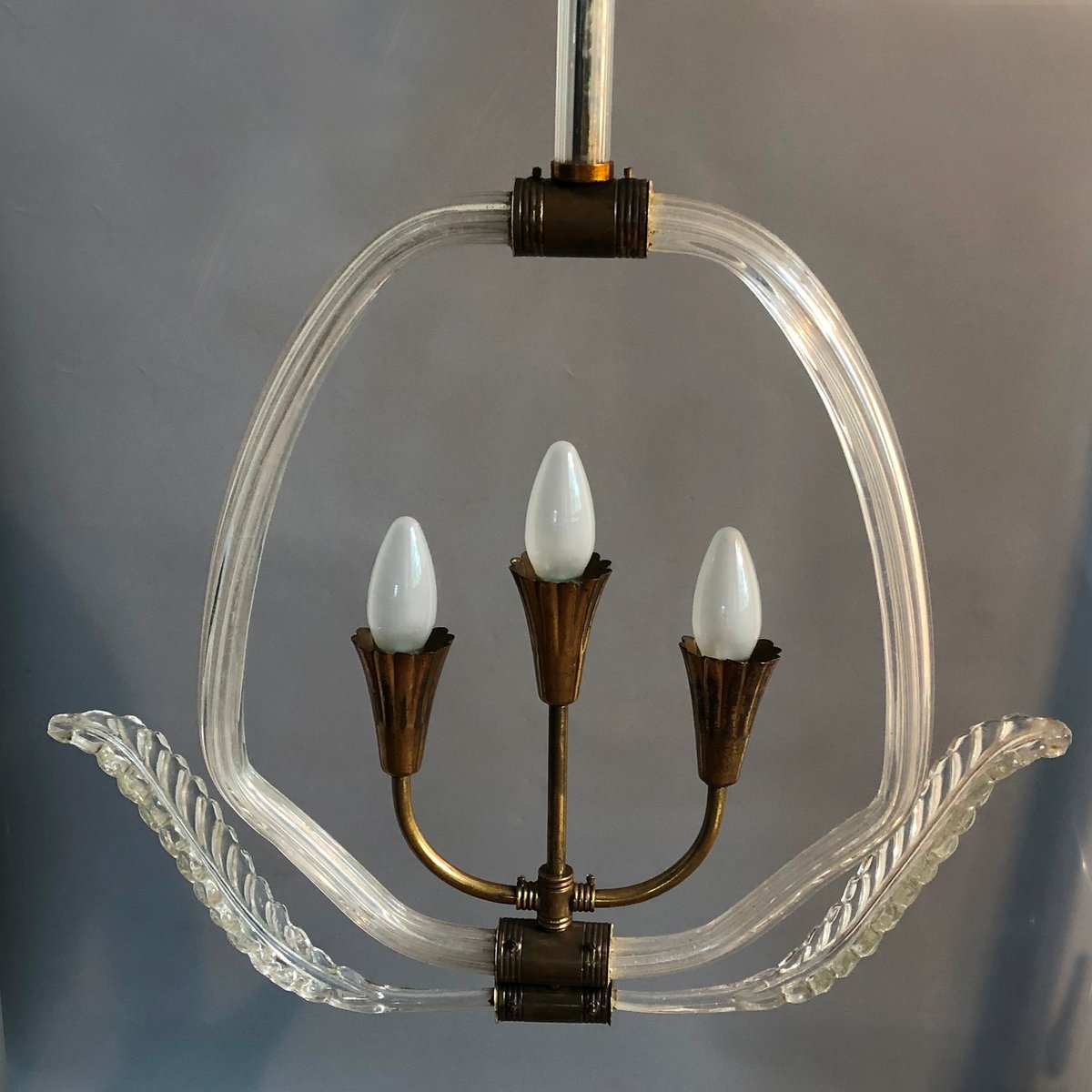 Italienische Art Deco Deckenlampe aus Muranoglas von Barovier & Toso