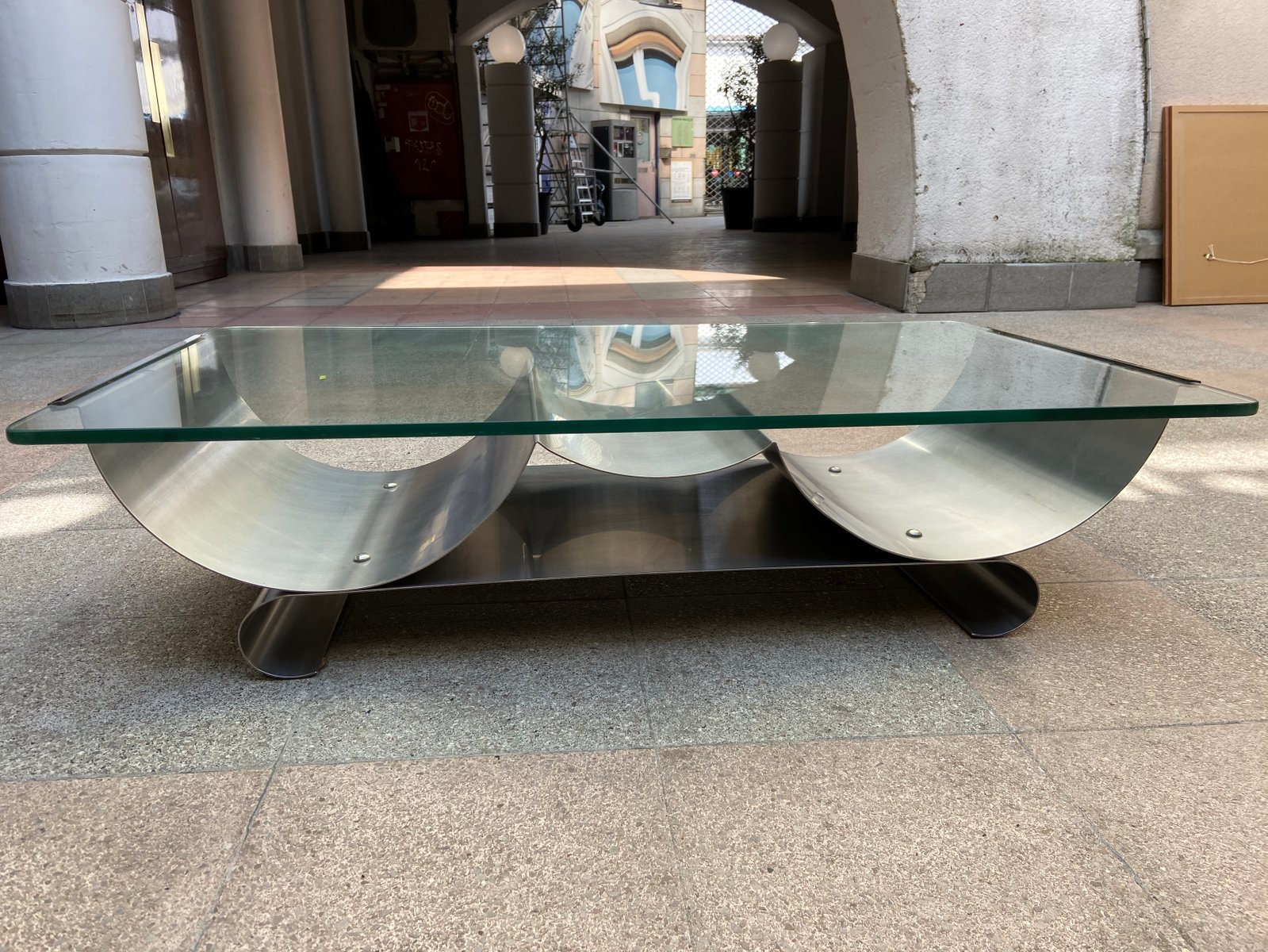 Stainless Steel And Glass Coffee Table By Franois Monnet For Kappa