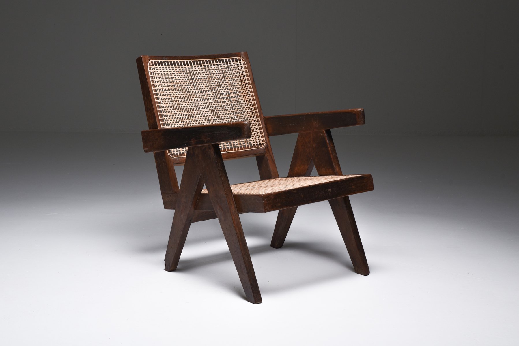 Vintage Chandigarh Easy Chair by Pierre Jeanneret for sale at Pamono