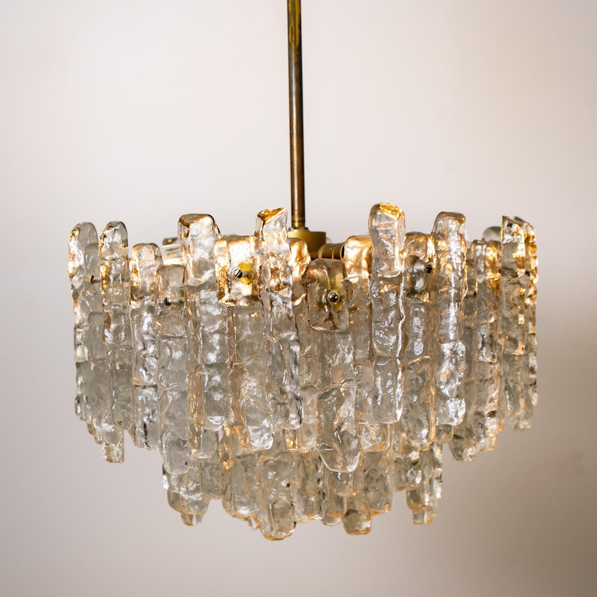 Ice Glass Light Fixtures, 2 Wall Scones and 2 Chandeliers from Kalmar