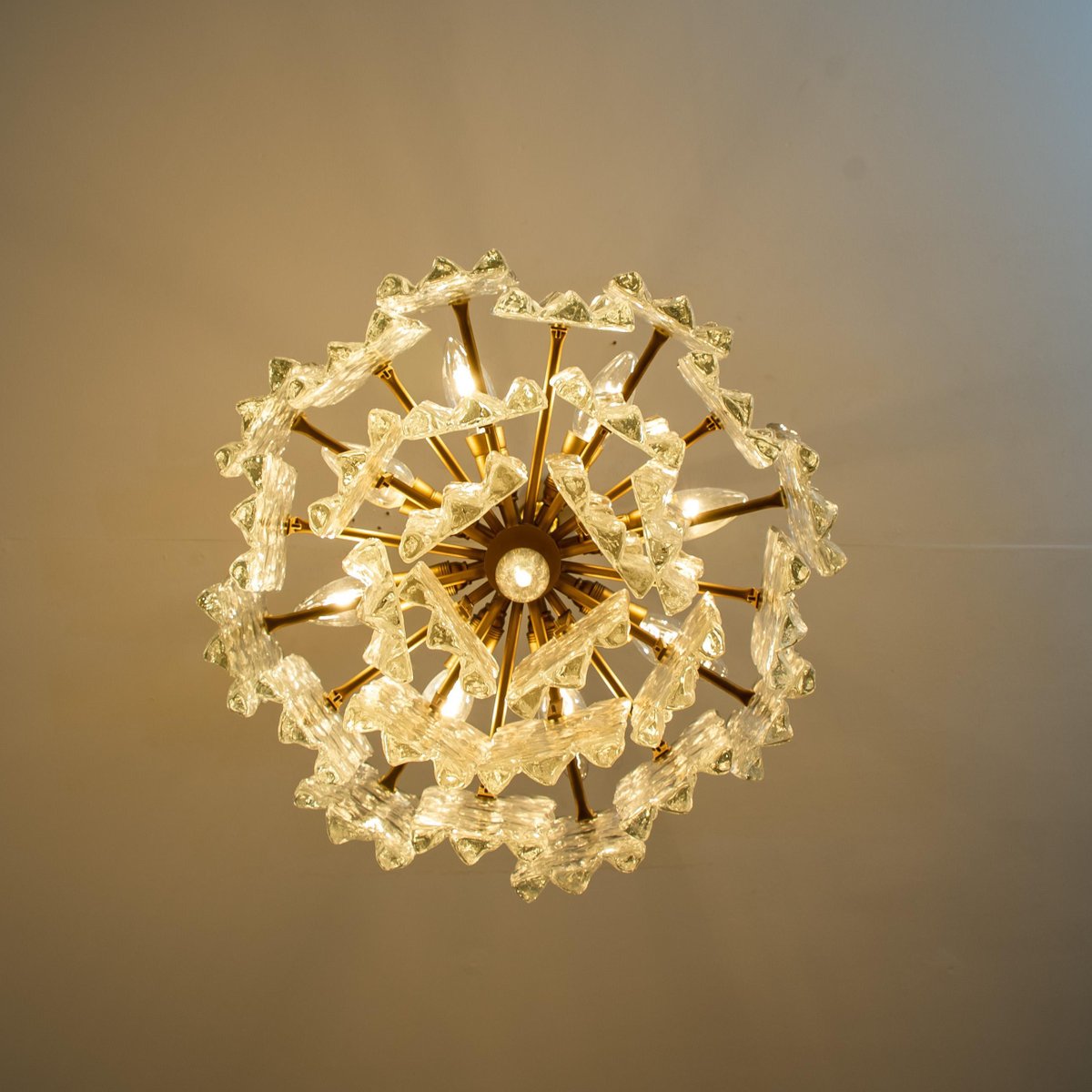 Ice Glass Light Fixtures, 2 Wall Scones and 2 Chandeliers from Kalmar