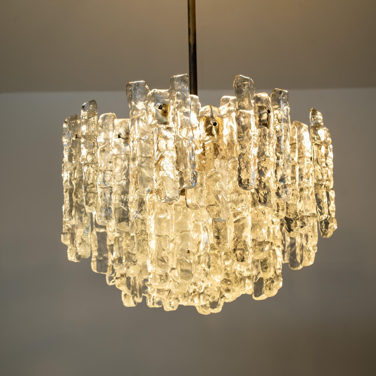 Ice Glass Light Fixtures, 2 Wall Scones and 2 Chandeliers from Kalmar