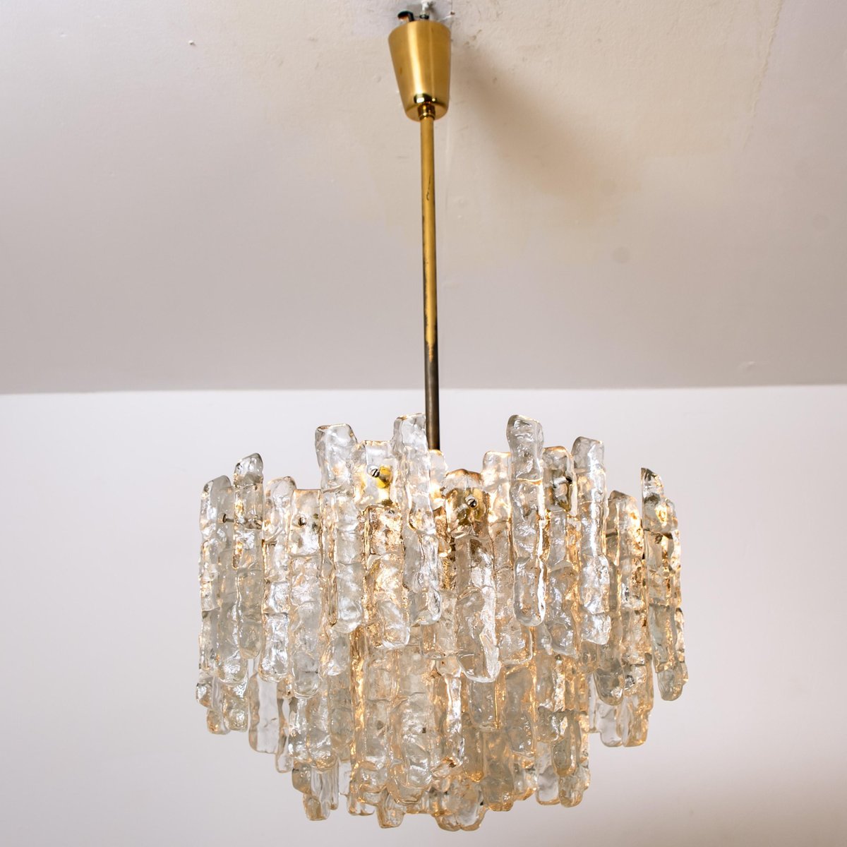 Ice Glass Light Fixtures, 2 Wall Scones and 2 Chandeliers from Kalmar