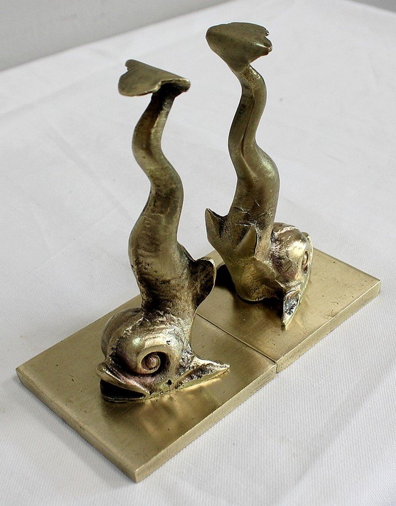 Bronze Dolphin Bookends, 19th Century, Set of 2 for sale at Pamono