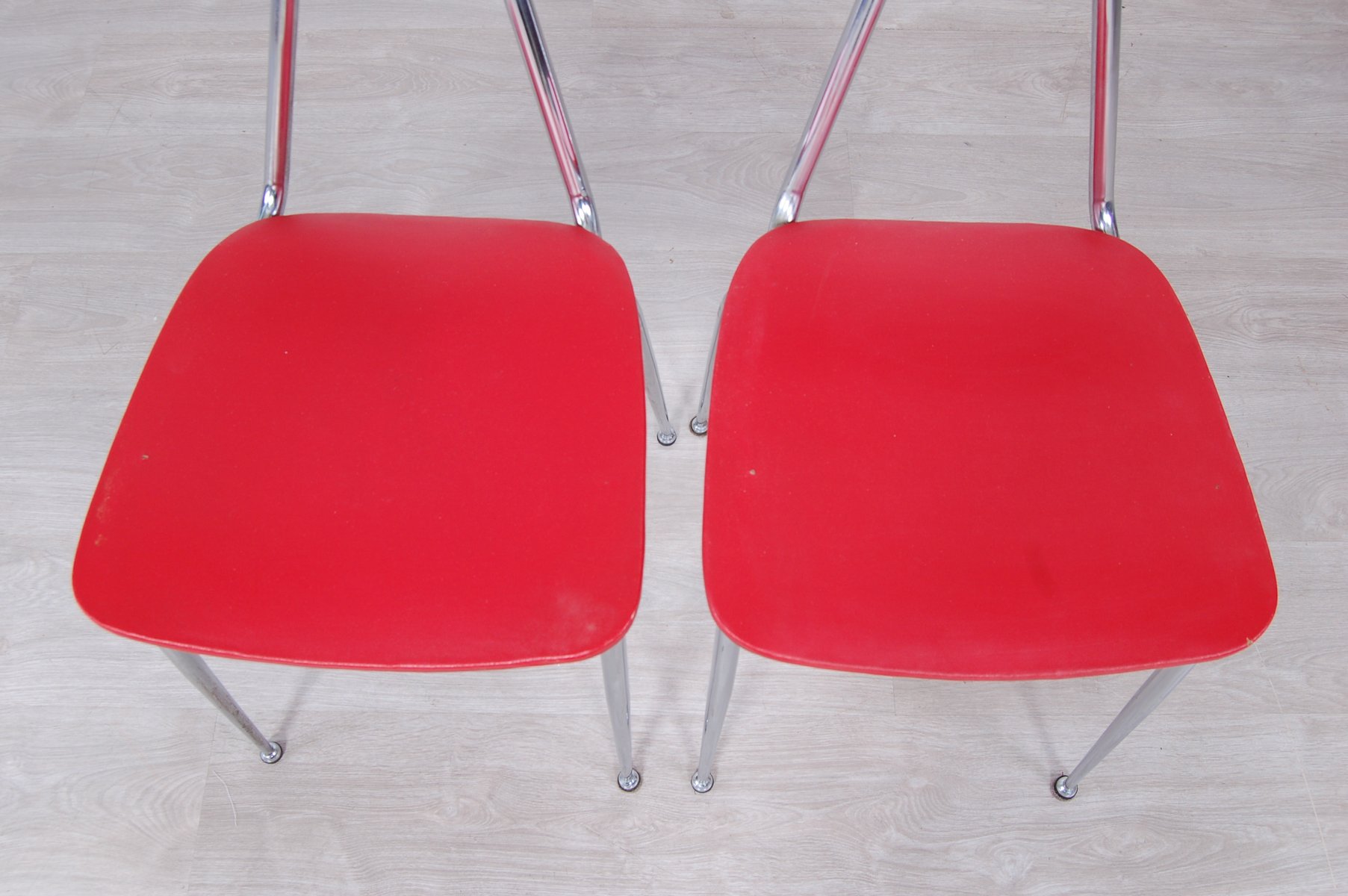 Vintage Vinyl Kitchen Chairs in Red, Set of 4 for sale at Pamono