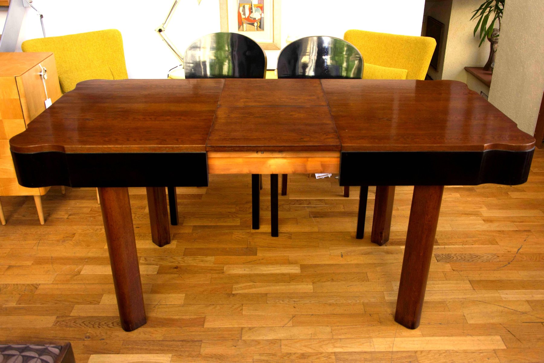 German Art Deco Oak Dining Set, 1930s, Set of 5 for sale at Pamono