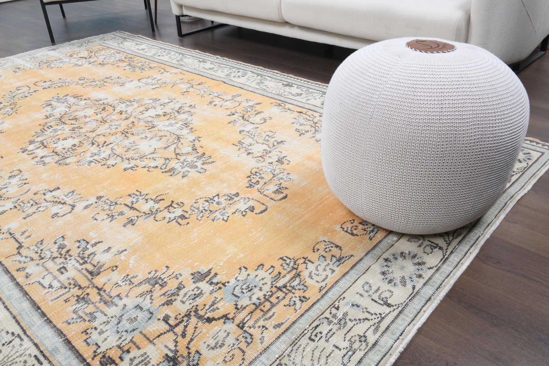 Turkish Vintage Orange Area Rug for sale at Pamono